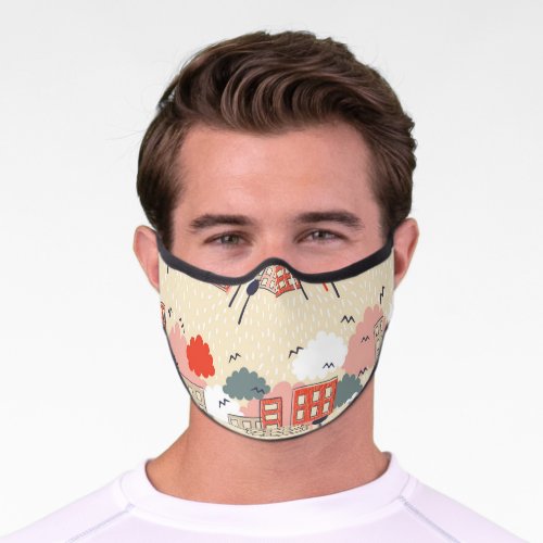 City Life Seamless Pattern Premium Face Mask