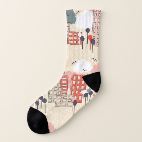 City Life Seamless Pattern Socks