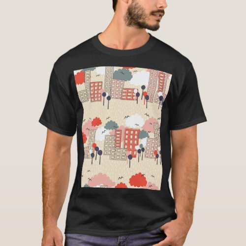 City Life Seamless Pattern T_Shirt
