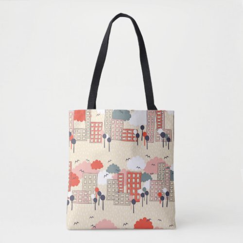 City Life Seamless Pattern Tote Bag