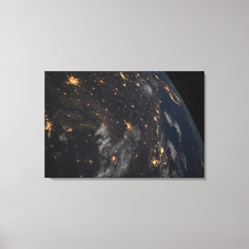 City Lights At Night On Planet Earth Canvas Print