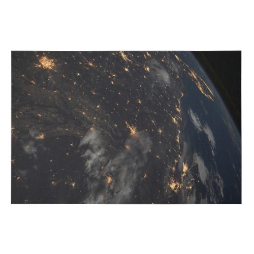 City Lights At Night On Planet Earth Faux Canvas Print