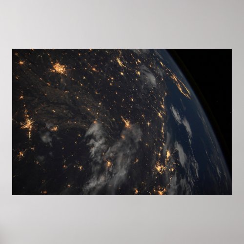 City Lights At Night On Planet Earth Poster