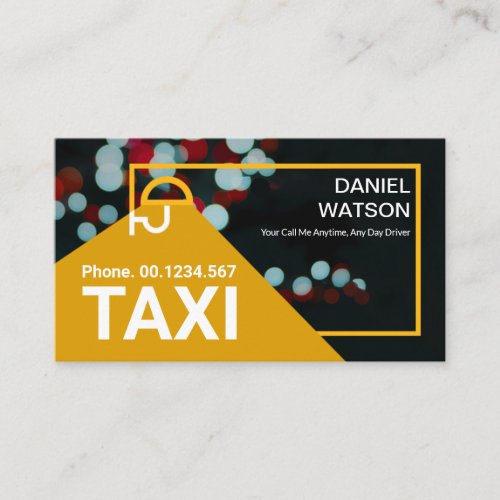 City Lights Bokeh Night Shift Taxi Driver Service Business Card