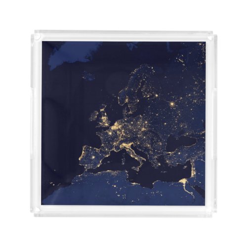 City Lights In Several European And Nordic Cities Acrylic Tray