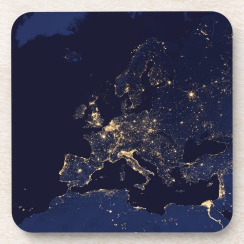 City Lights In Several European And Nordic Cities Beverage Coaster