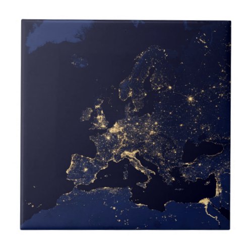 City Lights In Several European And Nordic Cities Ceramic Tile