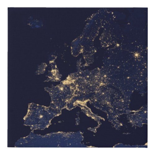 City Lights In Several European And Nordic Cities Faux Canvas Print