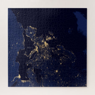 City Lights In Several European And Nordic Cities. Jigsaw Puzzle