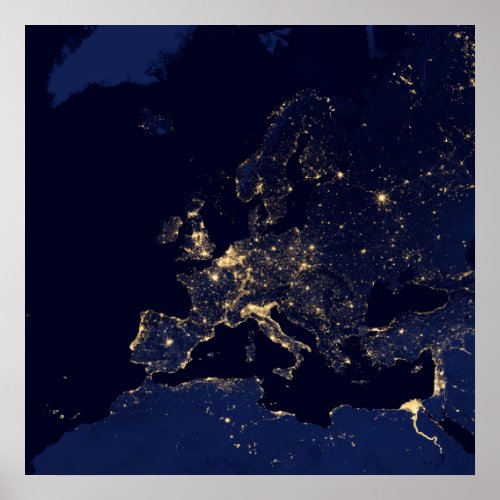 City Lights In Several European And Nordic Cities Poster