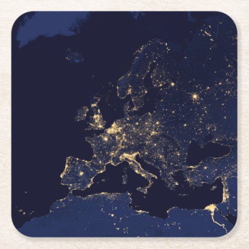 City Lights In Several European And Nordic Cities Square Paper Coaster