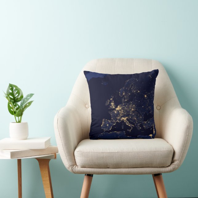 City Lights In Several European And Nordic Cities. Throw Pillow (Chair)