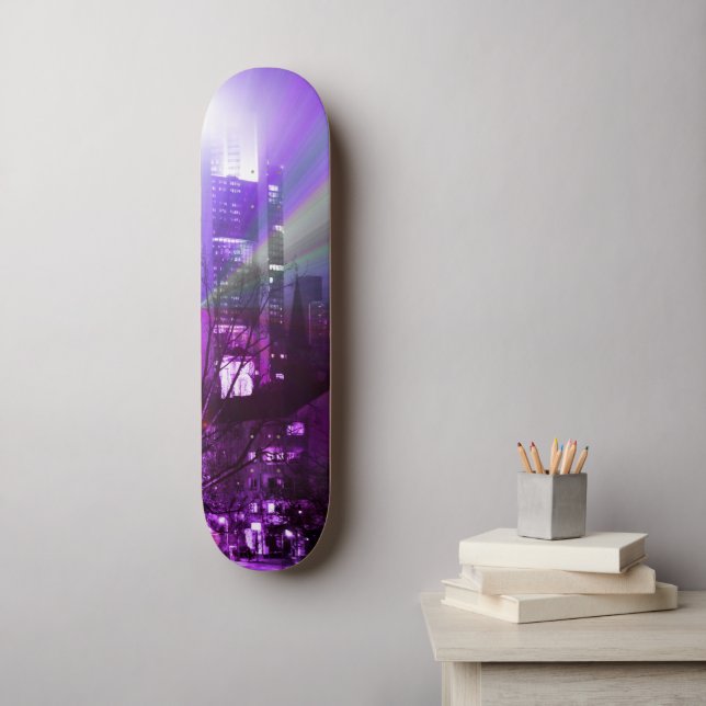 City lights  - modern purple       skateboard (Wall Art)
