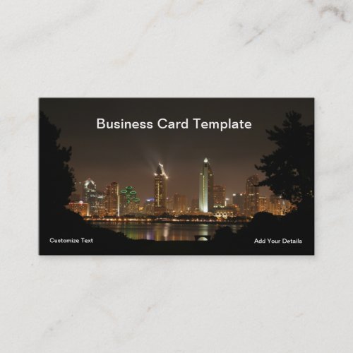 City Lights Night Time San Diego Business Card