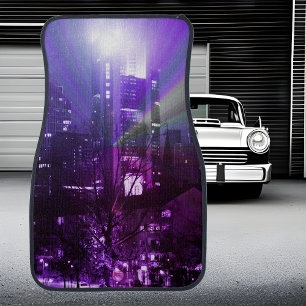City lights of Frankfurt am Main - purple Car Floor Mat