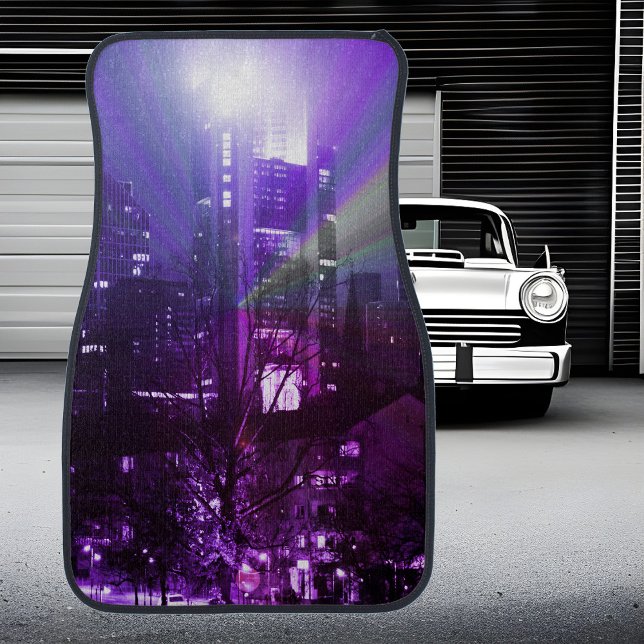 City lights of Frankfurt am Main - purple      Car Floor Mat (Creator Uploaded)