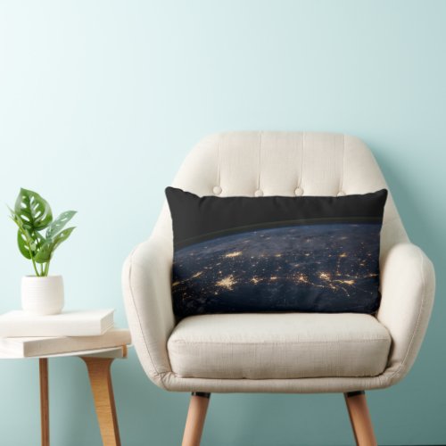 City Lights Of The Southern United States Lumbar Pillow