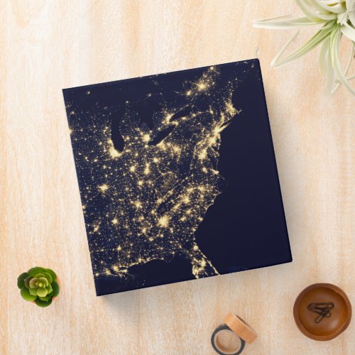 City Lights Of The United States At Night 3 Ring Binder