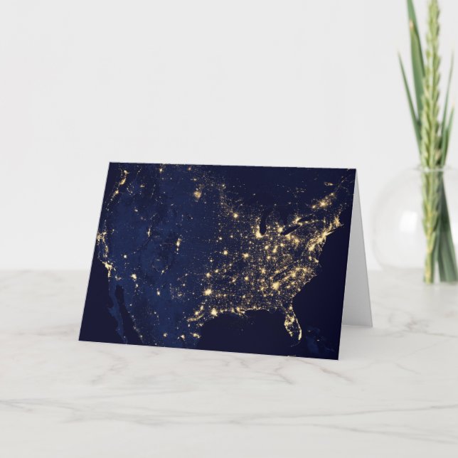 City Lights Of The United States At Night. Card (Front)