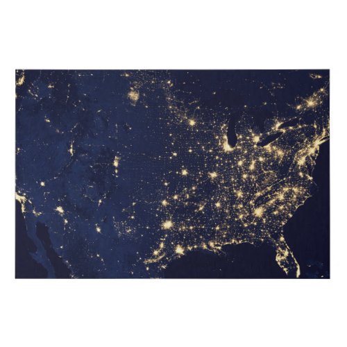 City Lights Of The United States At Night Faux Canvas Print