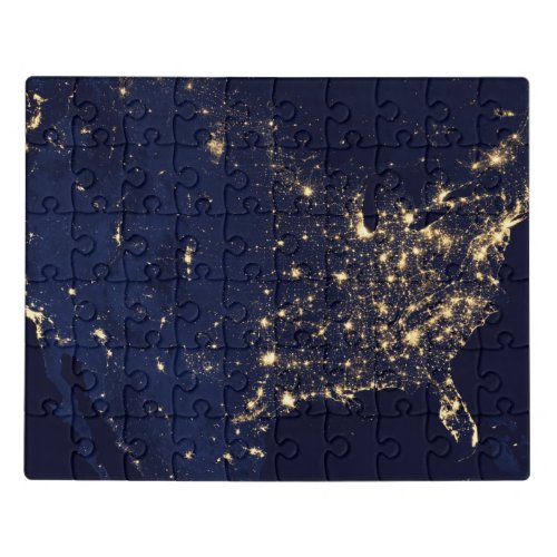 City Lights Of The United States At Night Jigsaw Puzzle