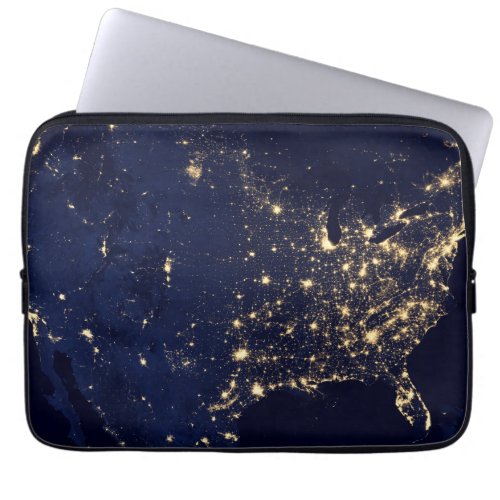 City Lights Of The United States At Night Laptop Sleeve