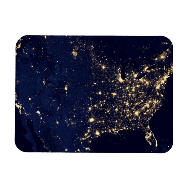 City Lights Of The United States At Night. Magnet (Horizontal)