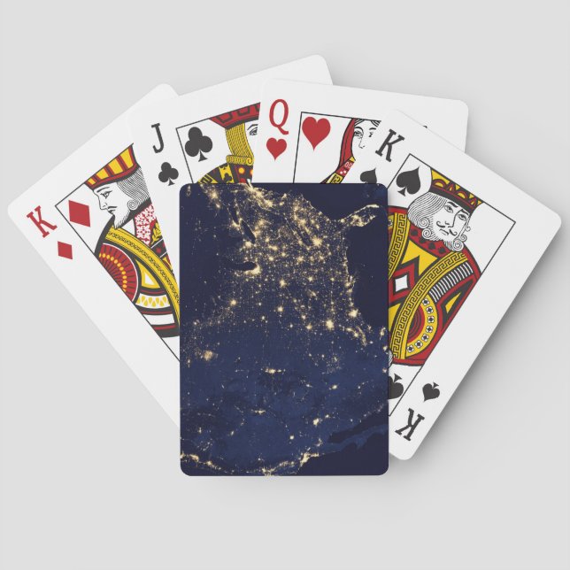 City Lights Of The United States At Night. Poker Cards (Back)