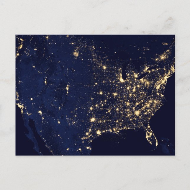 City Lights Of The United States At Night. Postcard (Front)
