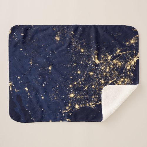 City Lights Of The United States At Night Sherpa Blanket