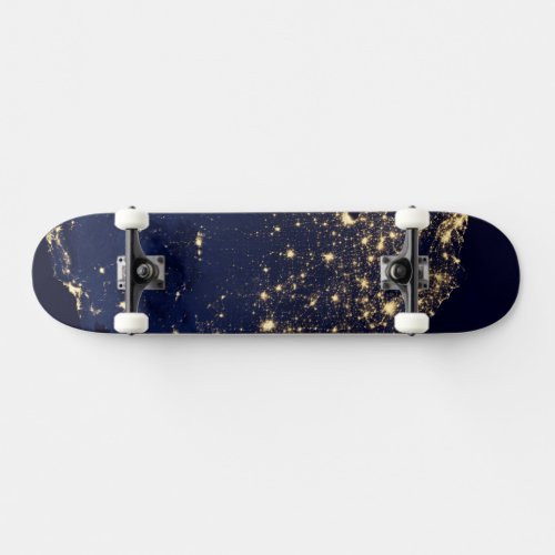 City Lights Of The United States At Night Skateboard