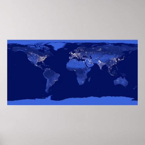 City Lights Of The World Satellite Poster Map