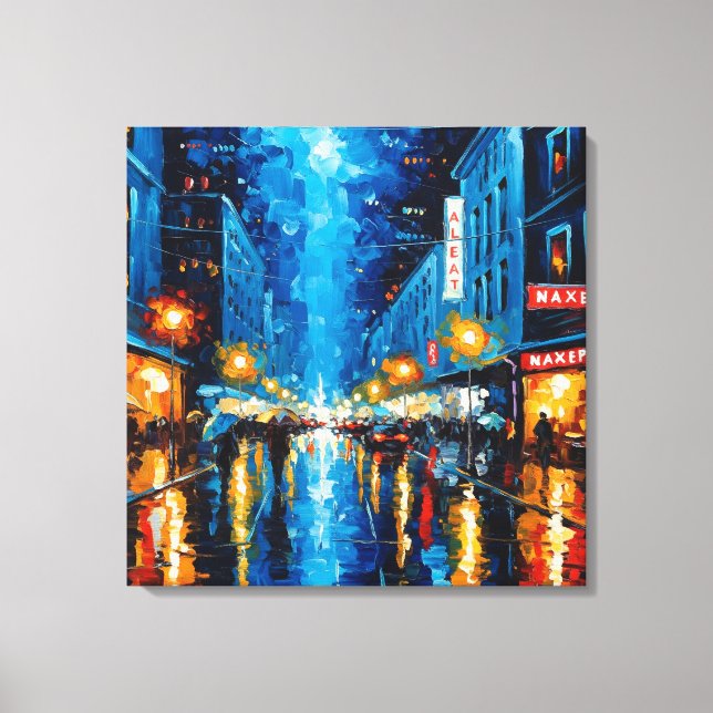 City Lights, Rainy Nights Canvas Print (Front)