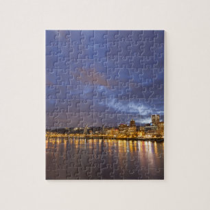 City lights reflected in the Willamette river Jigsaw Puzzle
