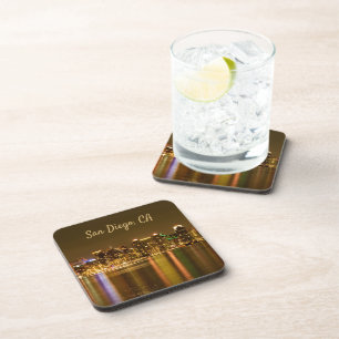 City lights Skyline California Souvenir San Diego Beverage Coaster