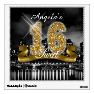 City Lights Sweet Sixteen Gold ID243 Wall Decal