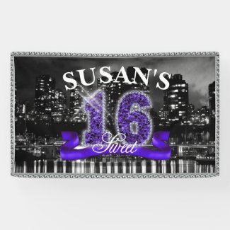 City Lights Sweet Sixteen Purple ID119 Banner