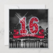 City Lights Sweet Sixteen Red ID242 Invitation (Front)