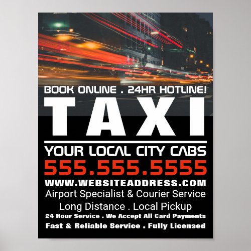 City Lights Taxi Cab Firm Advertising Poster