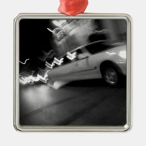 City Limousine at Night Metal Ornament