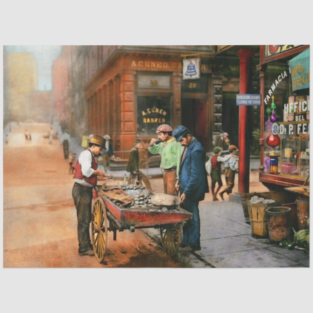 City - Little Italy NY - Mussel Man 1900 Tissue Paper (Front)