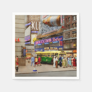 City - Manhattan, NY -  43rd and Broadway 1952 Napkins