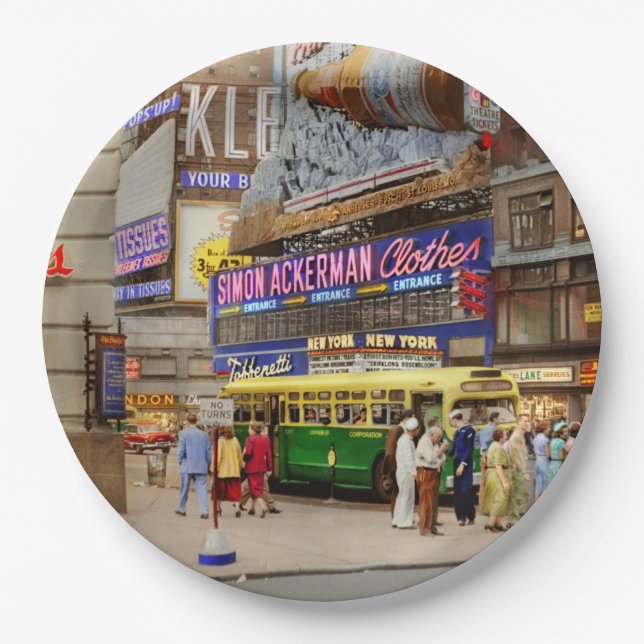 City - Manhattan, NY -  43rd and Broadway 1952 Paper Plates (Front)