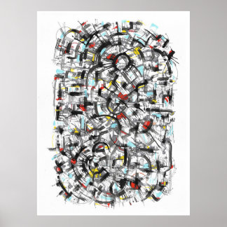 City map ink art poster