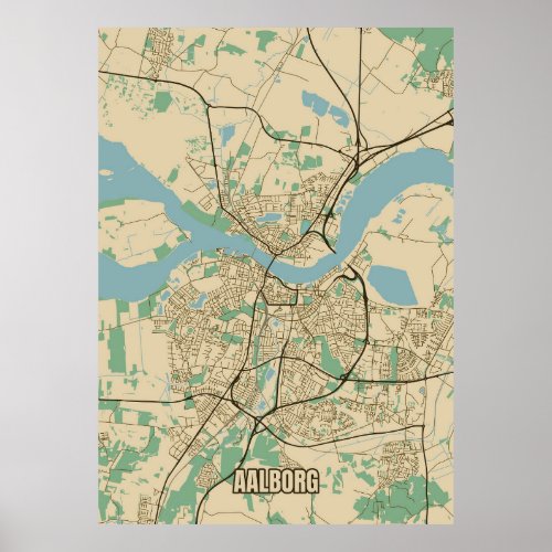 City map of Aalborg Denmark Poster