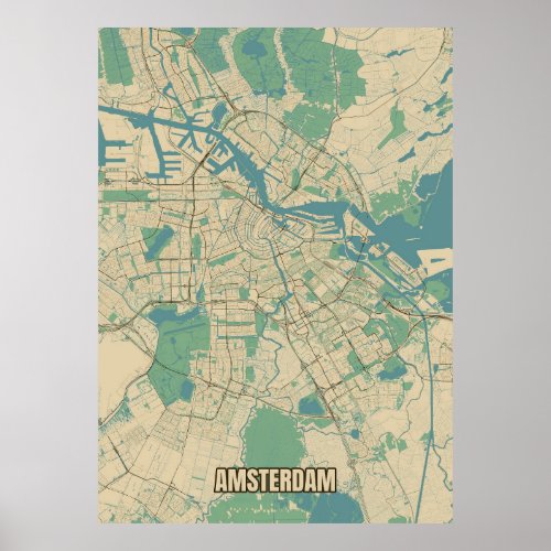 City map of Amsterdam Poster