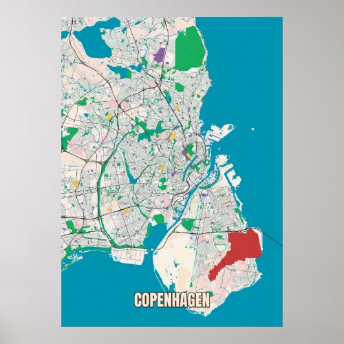 City map of Copenhagen Poster