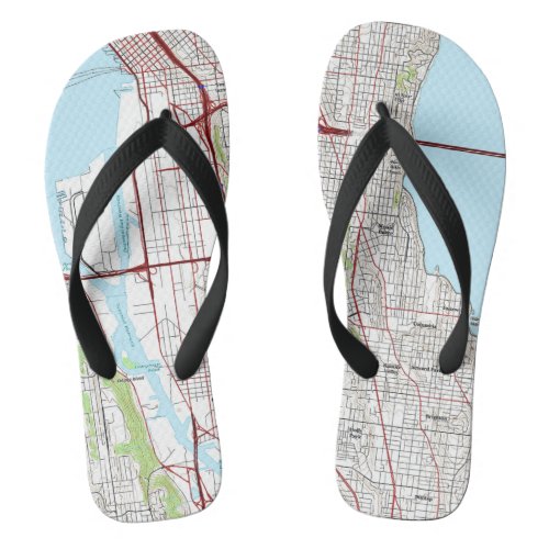 City Map of Seattle Flip Flops