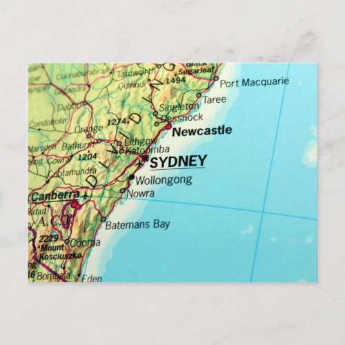 City Map of Sydney in Australia Postcard