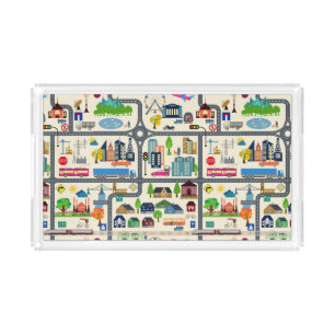 City Map Pattern Acrylic Tray
